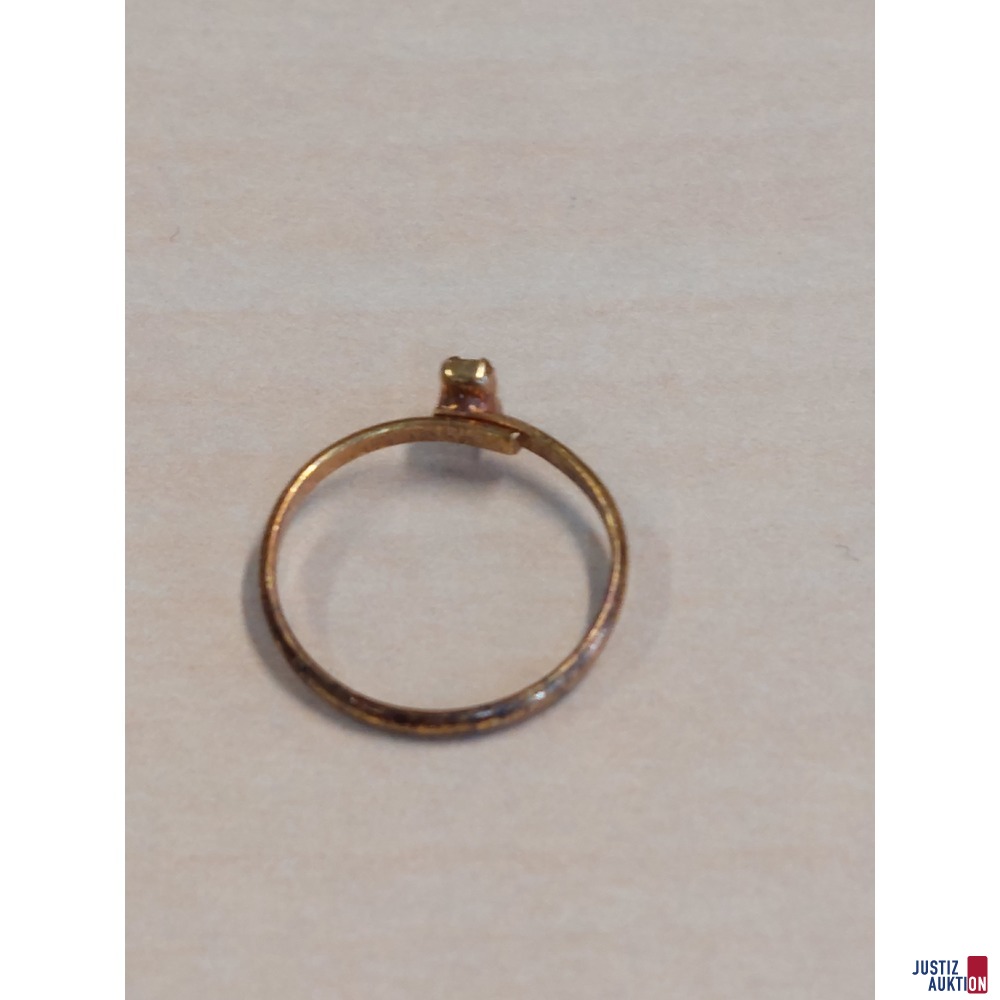 Modeschmuckring&comma; vergoldet&comma; mit rosa Schmuckstein&comma;  Gr&period; 47