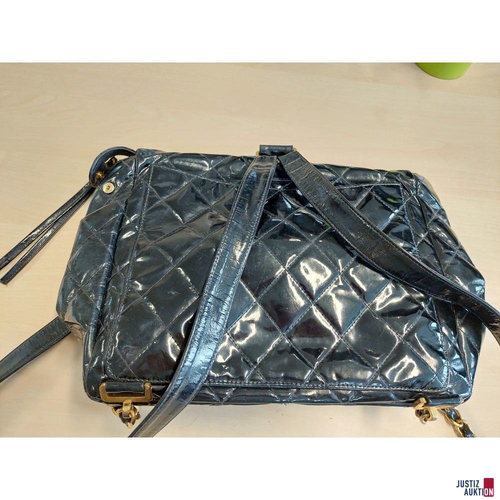Vintage Chanel Lederrucksack Lackleder schwarz