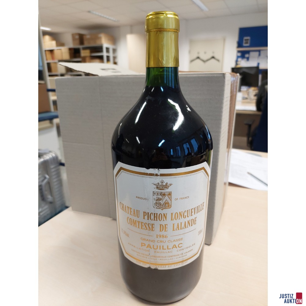 Franz&ouml;sischer Rotwein&comma; Magnum Flasche Chateau Pichon Longueville Comtesse de Lalande Jahrgang 1986 Grand Cru Classe