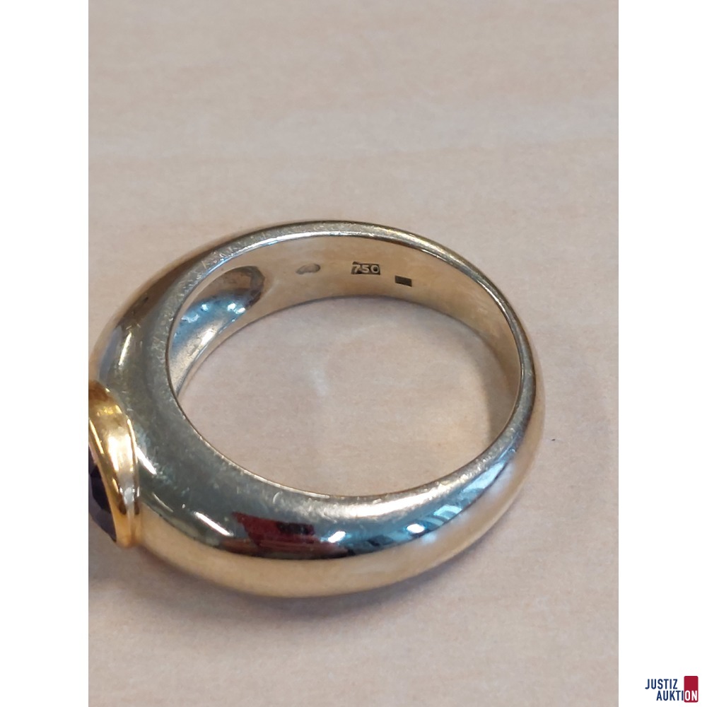 Damenring mit Amethyst&comma; wei&szlig;gold&comma; 750&permil; punziert&comma; 10&comma;3 g&comma; Gr&period; 53