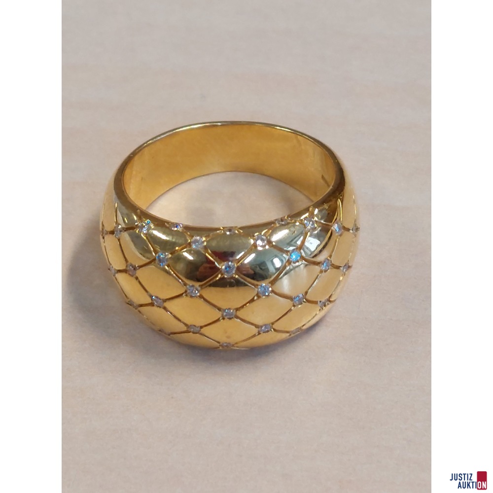 Damenring mit kleinen Brillianten&nbsp;750&permil; punziert&comma; Gr&period; 57&comma; 13&comma;8 g