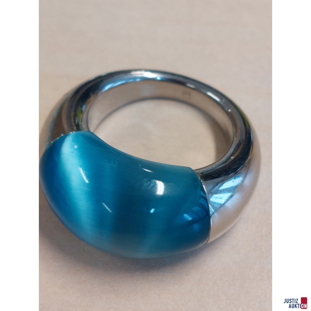 1 Calvin Klein Ring Elipse 1 Kette Halbedelsteine Aquamarin mit 18 Karat Schlie&szlig;e L&auml;nge 180 cm