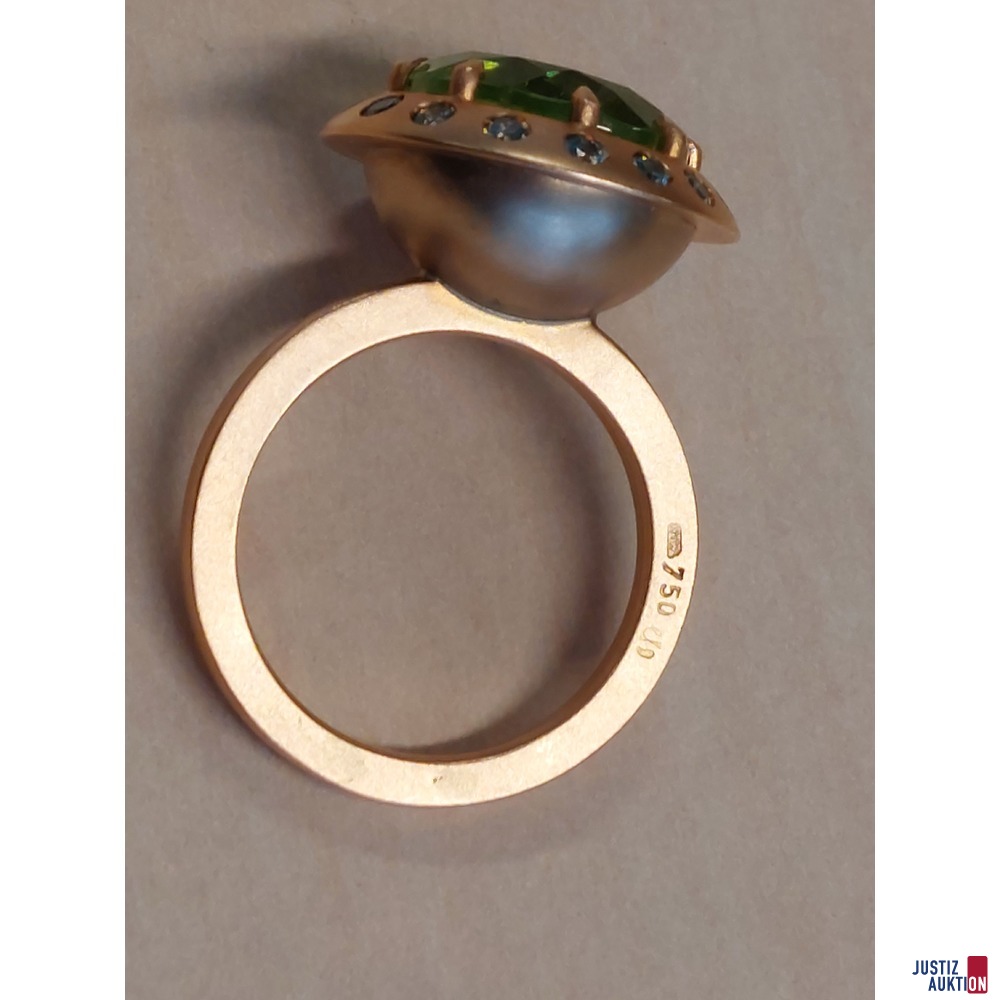 Designdamenring 750 &permil; punziert Rosegold mit Peridot 12&comma;4 g Gr&ouml;&szlig;e 58