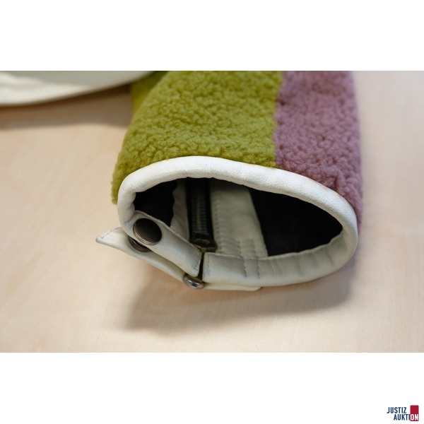 Lamfelljacke mit Ledermix gearbeitet