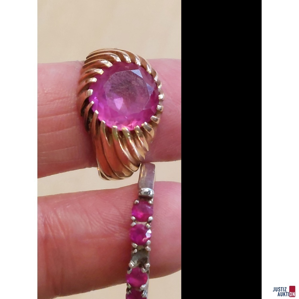 Damenring mit roten Schmuckstein defekt 585 &permil; u&period;a&period;