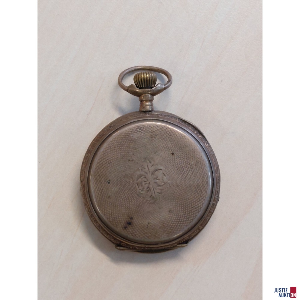 Taschenuhr&comma; Uhrwerk defekt&comma; Teile fehlen&comma; Silbergeh&auml;use