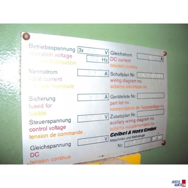 Schleifmaschine Typenschild