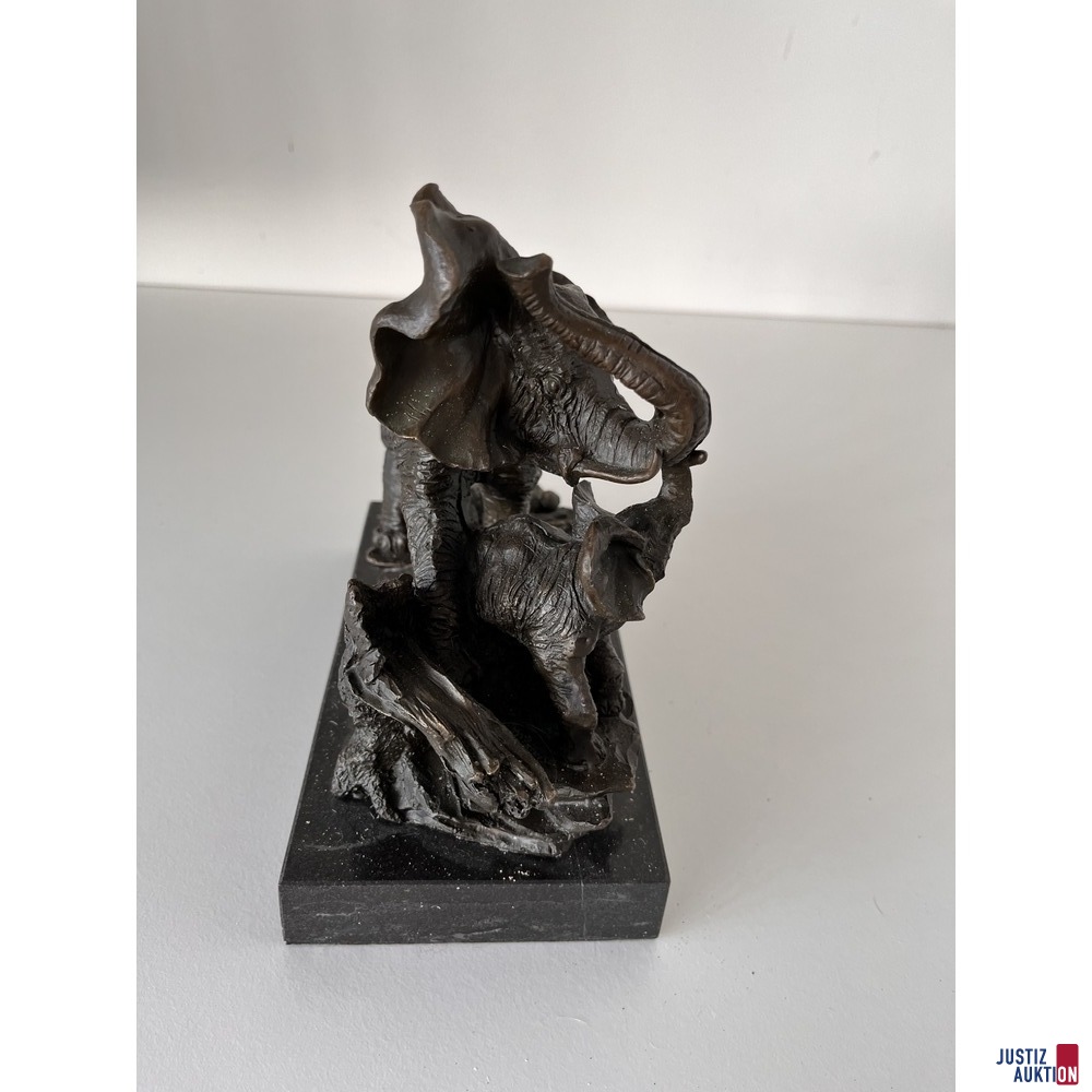 Bronze auf Marmor "Elefanten"