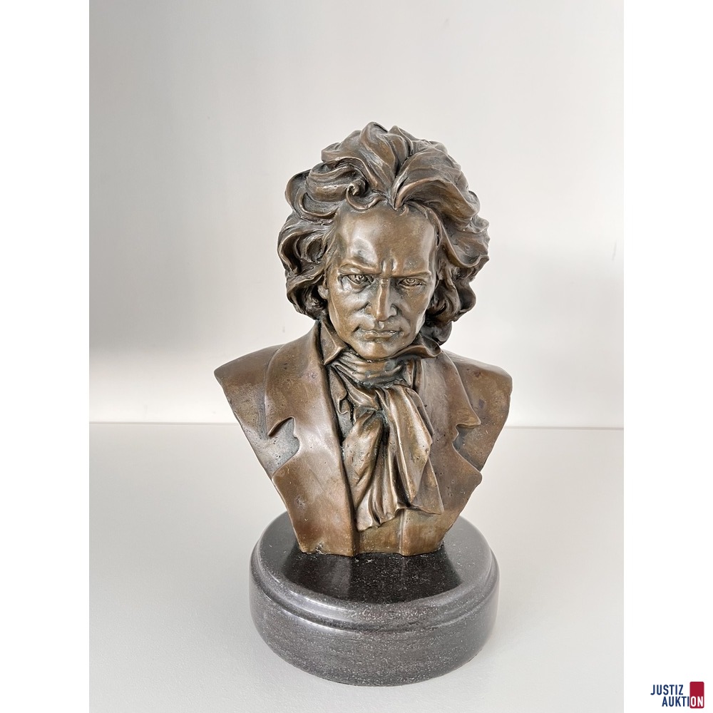 Bronze auf Marmor "Beethoven" - Frontansicht