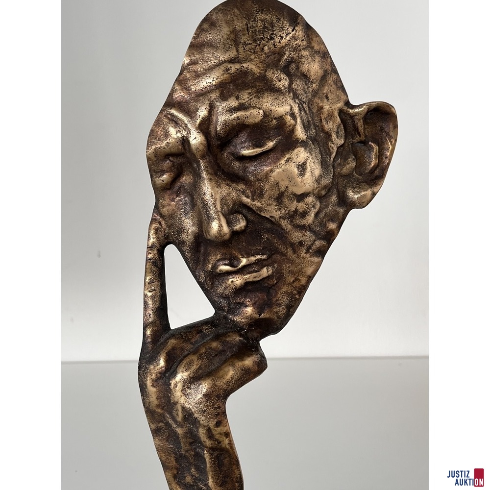 Bronze auf Marmor "Maske" - Nahaufnahme