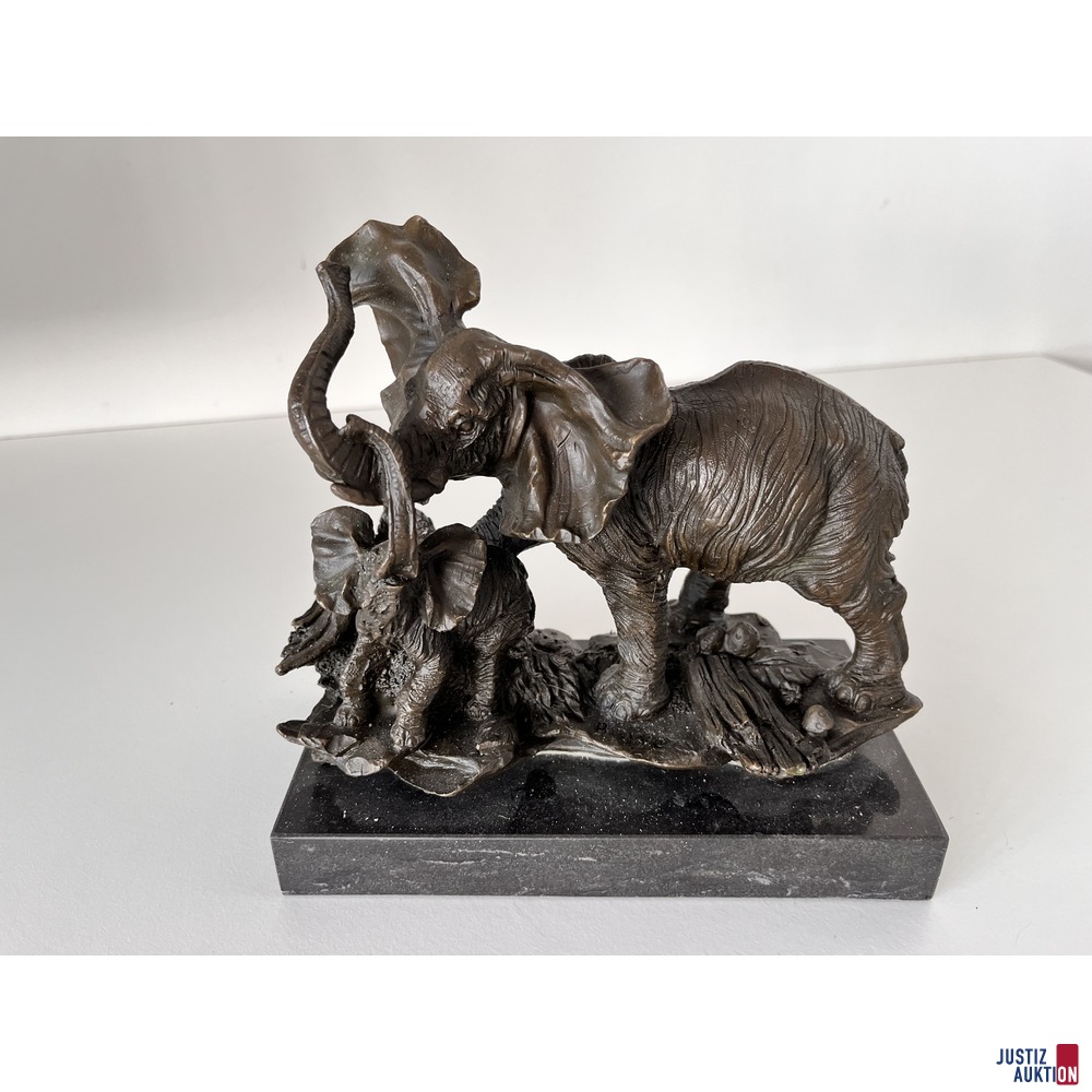 Bronze auf Marmor "Elefanten"