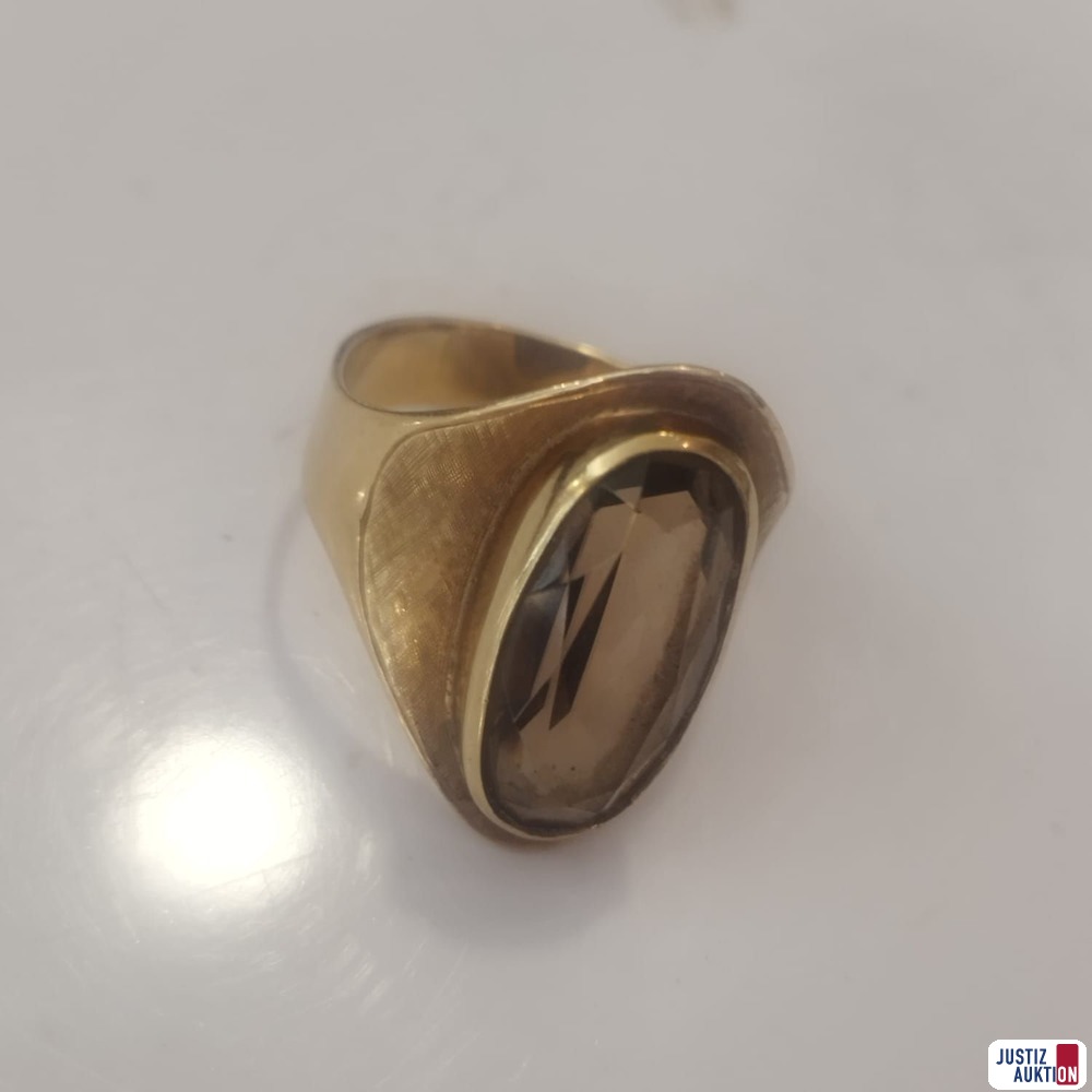 Ring mit Rauchquarz 6,8 g in 585er Gold