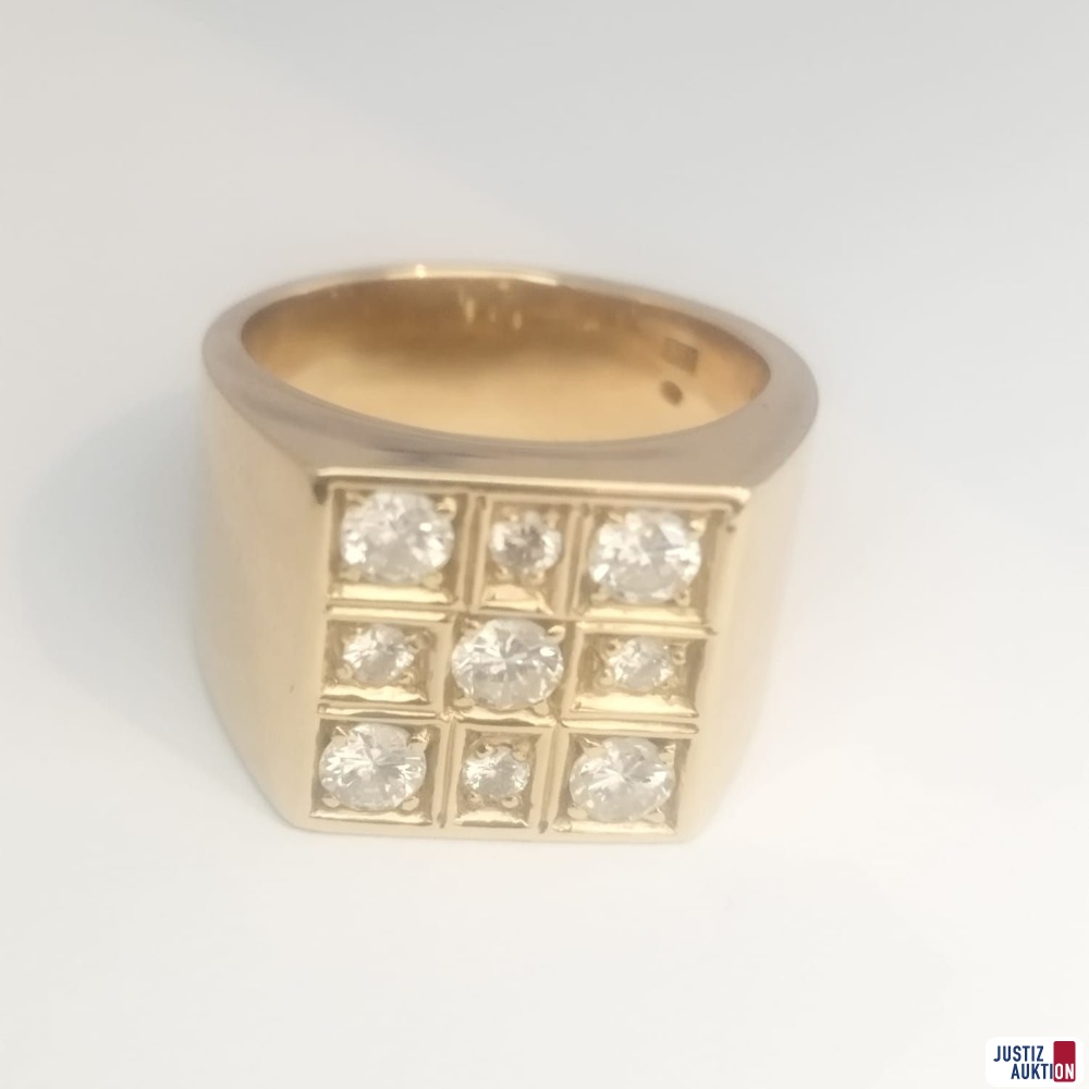 Herrenring in 585er Gold mit ca. 1,24 Carat Diamanten