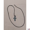 Halskette / Kreuzanhänger mit Jesussymbol und schwarzem Stoffband
