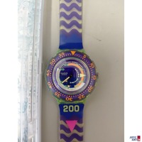 Swatch Scuba mit H&uuml;lle&comma; Modell S 206&comma;  Batteriebetrieben&comma; Plastikband