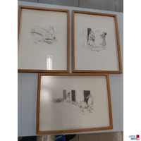 Lot von 3 Karikaturen&colon; &bdquo;Urinprobe&OpenCurlyDoubleQuote;