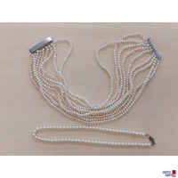 Perlenkette 9-reihig mit Weißgold-Verschluss 585 ‰