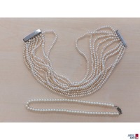 Perlenkette 9-reihig mit Weißgold-Verschluss 585 ‰