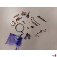 7 Stück diverser Modeschmuck unecht 5 Stück Pandora Bads aus Email und mit Strasssteinen besetzt 925 Silber