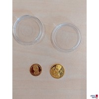 1 Samoa Gold 10 Dollar 2005 Motiv Johannes Paul II 1&sol;25 Unze dazu 1 Medaille Wolfgang Amadeus Mozart