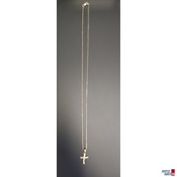Kette mit Kreuz und weißen Steinen 585 Gold 3,2 g - 48 cm lang