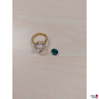 1 Damenmodeschmuckring mit wei&szlig;en Schmuckstein Gr&ouml;&szlig;e 62 1 gr&uuml;ner Schmuckstein