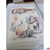 Bilder Konvolut von 50 Zeichnungen 50x65/75cm