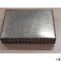 Antike Silberschatulle mit Holzeinlage und Widmungsplakette