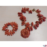 Korallenschmuck Kette 42 cm lang und Armband 19 cm mit Magnetschlie&szlig;e