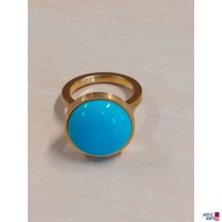 Damendesignring 11&comma;2 g Gr&ouml;&szlig;e 54&comma;5 mit t&uuml;rkisem Schmuckstein 750 &permil; punziert