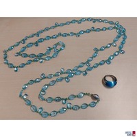 1 Calvin Klein Ring Elipse 1 Kette Halbedelsteine Aquamarin mit 18 Karat Schlie&szlig;e L&auml;nge 180 cm